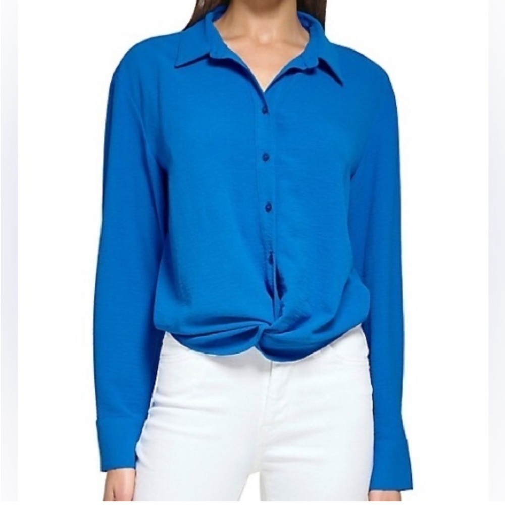 Calvin Klein Blue Women’s Twist Knot Shirt, NWT
